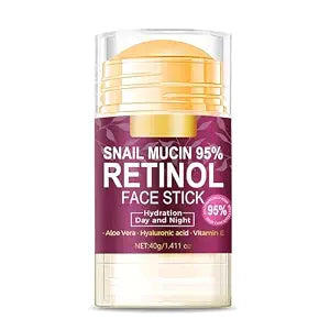 Hydrating Face Balm Stick with 95% Snail Mucin, Retinol and Hyaluronic Acid Multi Balm Stick Moisturizer for Day and Night Deep Hydration, Moisturizer Stick for Face Anti Wrinkle Skin Repair,1.41Oz