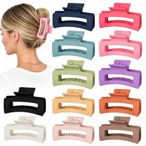 12 Pcs Hair Claw Clips for Women, 3.5” Medium Claw Clips for Thick and Thin Hair, Strong Hold Hair Accessories