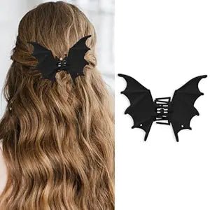 Halloween Bat Hair Clips for Women French Metal Bat Hair Claw Clips Matte Black Goth Accessories Gothic Barrettes Party Costumes Favors 1Pcs