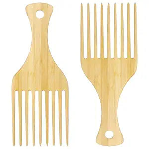 2-Piece Bamboo Comb Set for Afro Hair: Natural Anti-Static Picks for Curly, Thick Hair, Ideal for Men and Women, Eco-Friendly Styling and Detangling Solution