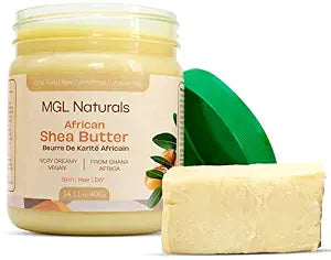 MGL Naturals Raw African Shea Butter Ivory 1 lb, 100% Pure, and Unrefined. Nourish and moisturize hair and skin. Use alone or DIY recipes. From Ghana, West Africa. (1 lb)