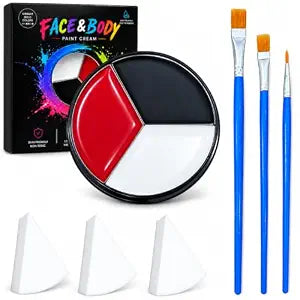 Black Red White Face Body Paint Palette Halloween Makeup Face Painting Kit