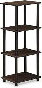 FURINNO Turn-N-Tube Shelf, 3 Space, Walnut/Brown