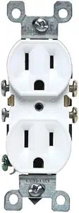 Leviton M12-05320-WMP 15 Amp Duplex Receptacle Grounded, White, 10-Pack