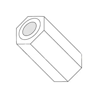 1/4" OD Hex Spacers / .115" x 7/8" / Nylon/Outer Diameter: 1/4" / Hole Size: .115" / Length: 7/8" (Carton: 1,000 pcs)