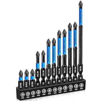 DCWecher 12-Pack Phillips Bits #2 Impact Magnetic, PH2 Bits 1-6 Inch