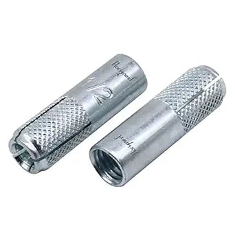 1/2" x 2 inch Drop-in Anchor, zinc-Plated Carbon Steel Expansion Sleeve Screw Bolts kit for Concrete Drywall (50 pcs)
