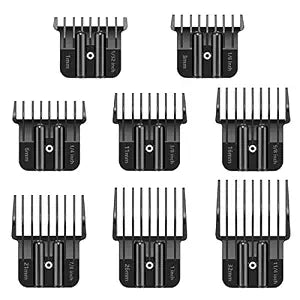 8 Pack Premium Trimmer Guards Fit for BaBylissPRO Barberology FX787 & FX726 Trimmer, Replacement Guards with Metal Spring Clip - From 1/32-5/4 inch Snap on Blade Attachment Combs Set