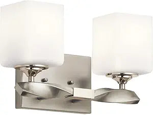 KICHLER Marette 13.5 " 2 Light Vanity Light with Satin Etched Cased Opal Glass in Brushed Nickel