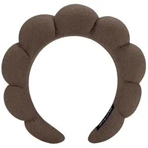 AOENJIE Spa Headbands for Washing Face or Makeup, Sponge Bubble Skincare Headbands, Puffy Terry Cloth Hairband for Women, Skin Care Makeup Headwear Hair Accessories for Girls (Dark Coffee)