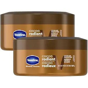 Vaseline Cocoa Radiant Body Butter 2-Pack – 48H Moisture Lotion for Extremely Dry Skin with Cocoa and Shea Butters, 8 Oz Ea