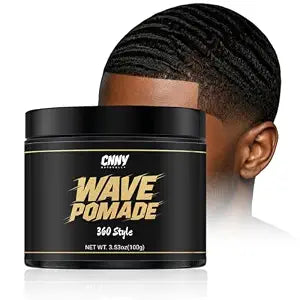Wave Pomade for Black Men - Strong Hold 360 Waves Pomade for Hair Training, Non-Greasy Wave Builder & Shiner for 360 Waves, Texturizing Cream for Coarse and Curly Hair - 3.53 oz