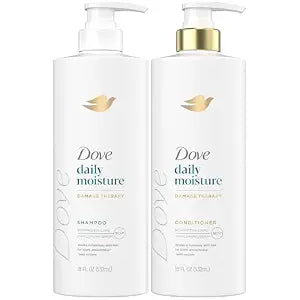 Dove Daily Moisture Shampoo & Conditioner Set – Deep Hydration with Hyaluronic Acid for Smoothing & Revitalizing Dry, Damaged Hair, 18 Oz Ea