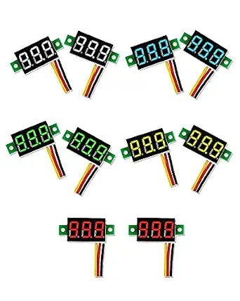 10PCS Mini DC Voltmeter 3-Wire DC 0-100V Voltage Tester 0.28 inch LED Panel 5 Colors Combined