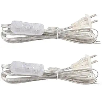 2 Pack Clear Lamp Cord with On/Off Button Switch, 8 Feet Length Silver Replacement Lamp Cords for Lamp Repair Fix DIY Project, Rewire Electrical Cable Cord with Plug, SPT-1,18 AWG