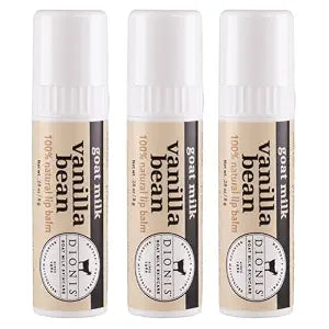 Dionis Goat Milk Jumbo Lip Balm for Dry Chapped Lips, Vanilla Bean, 3 Pack