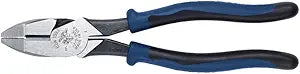 Klein Tools J213-9NE Side Cutter Linemans Pliers, Made in USA, High Leverage, 9-Inch, Streamlined Design, Color Coded