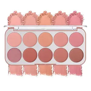 10-Color Blush Palette, Buildable Long-Lasting Powder Blush (01 SET)
