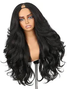 HANNE Yaki Wavy Flip Curls V Part Wig Curly U Part Wig 26’’ Fluffy Half Wig