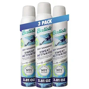 Batiste Sweat Activated Dry Shampoo, Scent-Releasing Tech, 3.81 Oz, 3-Pack
