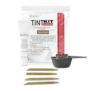 Godefroy Hair Color Tint Kit, Light Ash Brown – 4-Application Spot Coloring Kit for Hairline, Scalp, Beard & Mustache, Crème Formula, No Ammonia, No-Drip Applicator