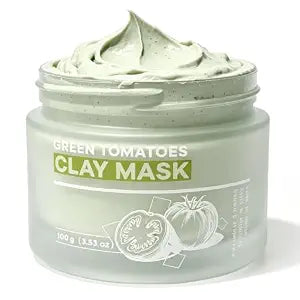 Green Tomato Clay Mask, 2-in-1 Pore Minimizer & Deep Cleanser – Purifying Face Mask and Facial Wash with Kaolin & Bentonite for Oily Skin, Blackheads, Excess Sebum – Natural Squalane & Peppermint