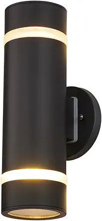 Cerdeco Stainless Steel Modern Porch Light Outdoor Wall Lighting Cylinder Wall Sconce Suitable for Garden & Patio,Black Finished[ UL-Listed ]