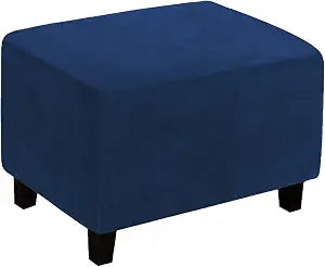 Velvet Ottoman Cover, Stretch Footstools Covers, Plush Foot Stool Slipcover, Removable Footrest Stool Sofa Slipcovers, Folding Storage Stool Furniture Protector for Room(Navy Blue,Rectangular Large)