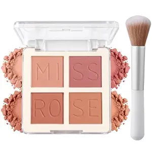 4 Colors Matte Blush Palette for Cheeks, Powder Blush Pallete Makeup, 03