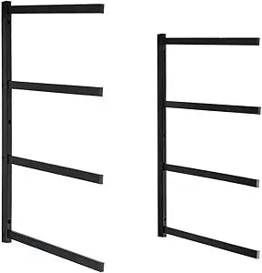 Heavy Duty Lumber Storage Rack Wall Mount, Large Metal Bracket for Wood, Plywood, PVC Pipes & Long Tools, Indoor & Outdoor Use, 4 Level, 24.5 inches H x 15 inches D