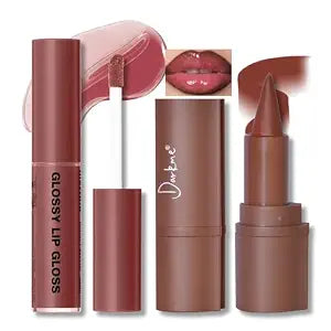 HOSAILY Lip Liner Gloss Set, Red Plumping Lip Liner Lip Pencil Moisturizing Lightweight Lip Gloss Lip Combo, High Shine Glossy Lip Tint Lip Stain Halloween Makeup Long Lasting Lip Contour for Women