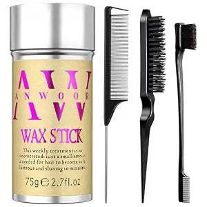 AnWoor 4Pcs Edge Brush Slick Back Hair Stick, Hair Wax Stick for Flyaways, Slick Back Hair Brush for Smoothing Baby Hair, Rat Tail Combs Parting Combs for Braiding Hair, Teasing Brush for Fluffy Hair