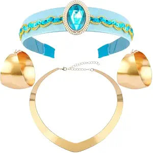 KICOSY Princess Jasmine Headband for Women, Blue Headband with Rhinestone and Sequin Trim, Aladdin Costume Hair Accessories for Cospaly, Halloween & Dress Up