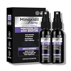 5% Minoxidil Spray for Hair Regrowth Treatment, 2 Pack, Prevents Thinning, Promotes Stronger Fuller Hair