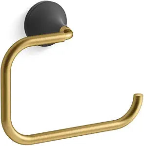 Kohler K27428-BMB Tone 8-7/8" Wall Mounted Towel Ring Matte Black with Moderne Brass