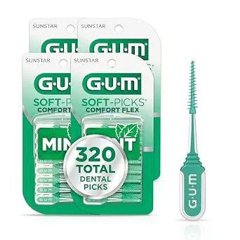 GUM Soft-Picks Comfort Flex Mint Interdental Picks, 80 Count (4 Pack)
