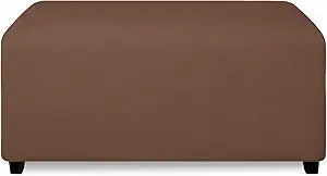 PureFit Super Stretch Soft Form Fit Ottoman Cover Rectangle - Ottoman Slipcovers for Foot Stool & Folding Storage Furniture for Living Room with Nonslip Elastic Bottom (Large, Brown)