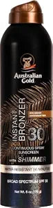 Australian Gold Sunscreen Spray SPF 30 | Instant Bronzer & Shimmer, 6 Fl Oz