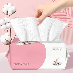 100 Count Disposable Face Towel, Ultra Soft & Thick Washcloths, Biodegradable Facial Towels for Sensitive Skin, Makeup Remover Dry Wipes, Lint-Free Towelettes for Cleansing