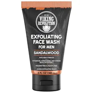 Viking Revolution Sandalwood Exfoliating Face Wash for Men ��� AHA BHA ��� 5 oz