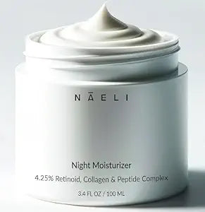 Retinoid Cream - 4.25% Retinol Night Moisturizer for Face & Neck with Collagen, Peptides & Hyaluronic Acid - Anti Aging Wrinkle Cream, Improves Skin Tone & Texture, 3.4 oz