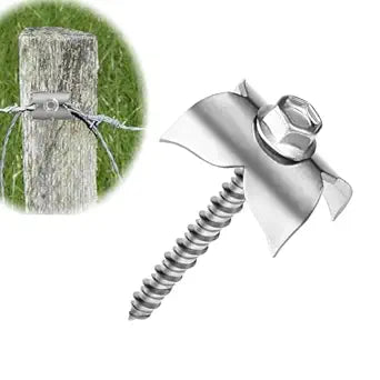 Fence Nails for Wood, 304 Stainless Steel Fence Staples, 1.7" Reusable Wire Fence Staples Screws for Mesh and Woven Fencing, 200pcs Fence Fasteners