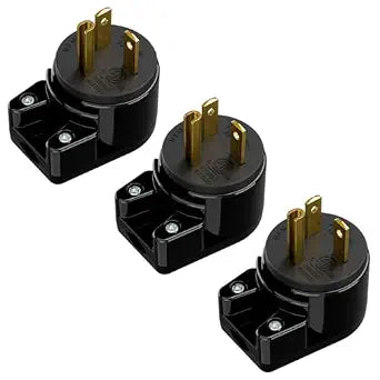 USA 3-Prong Male AC Plug, Right Angle ETL Nema 5-20P 3 Pole DIY Rewirable, 20A 125V USA 3Pin AC Connector, 12 Direction Rotatable Plug (3, Black)