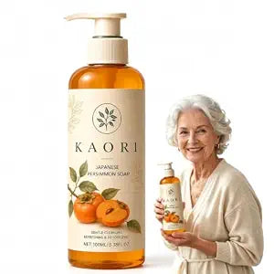 Kaori Persimmon Body Wash, Natural Soap for Old People Smell and Body Odor, Deep Cleansing to Eliminate Body & Foot Odor, Persimmon & Green Tea Extracts, Gentle Daily Cleanser for Seniors