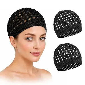 2 Mesh Hair Nets for Sleeping, Extra-Wide Band Wrap for Silk Press