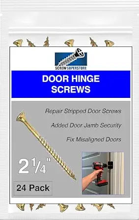 Door Hinge Screws #9 x 2-1/4 in - Steel, 24 Pack (Polished Brass)
