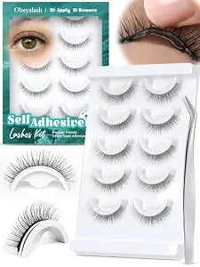Obeyalash Pre glued Self Adhesive Eyelashes, No Glue Needed Lashes L08 10mm
