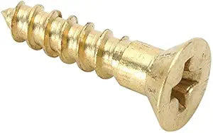 #8 x 5/8 Brass Wood Screws, Flat Countersunk Head, Phillips Drive - (Pack of 100) Solid Brass Plain Finish, Screw Size: #8, Length: 5/8 inches