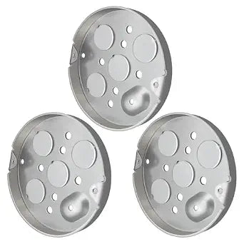 4" Round Pancake Electrical Box, 1/2" Deep, UL Listed, 3 Pack