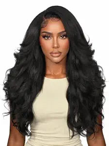 WIGNEE Yaki Curly V Part Wig Half Wig with Flip Curls 26” Black U Part Wig